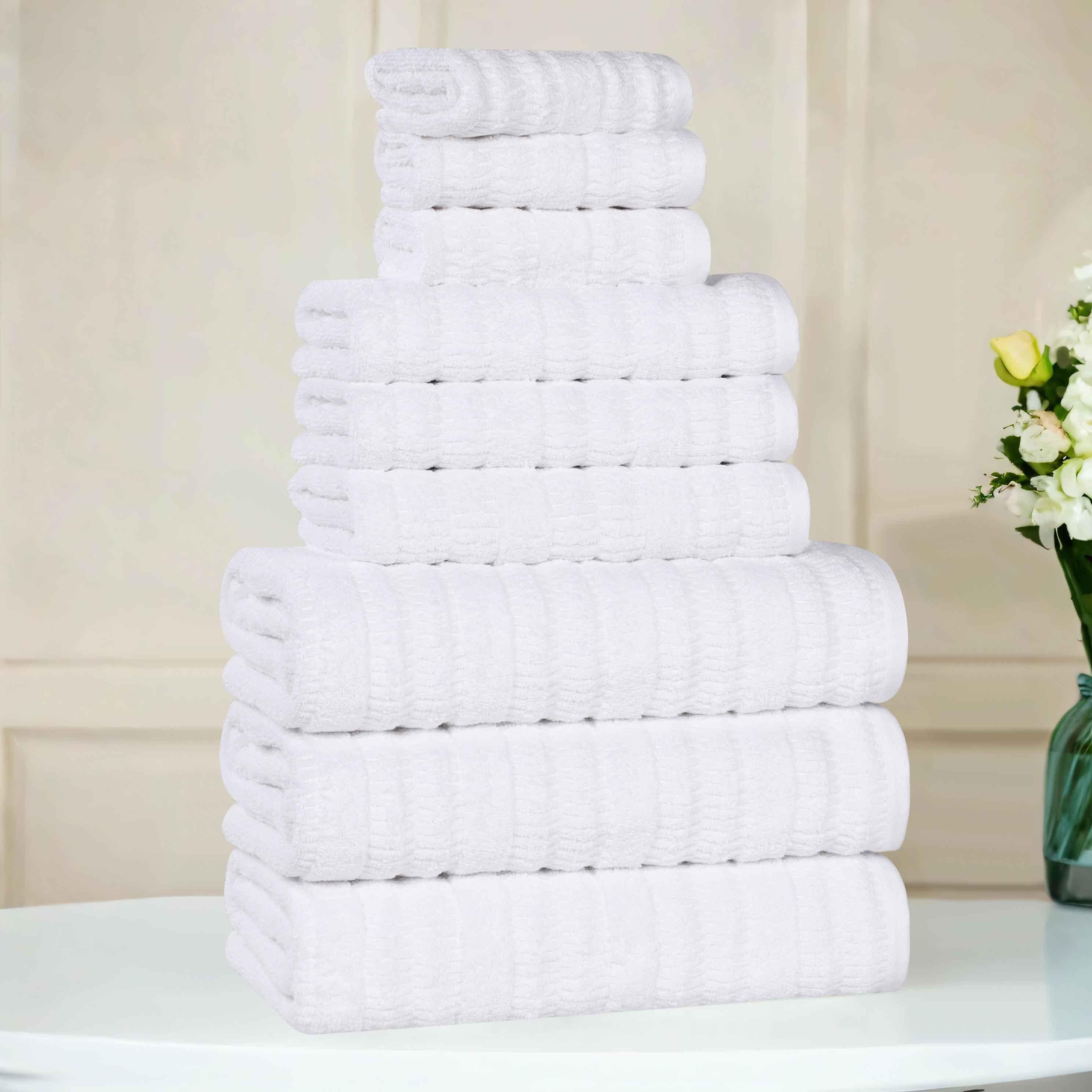 Mika Smart Twist Cotton Solid Textured Ribbed 9 Piece Towel Set - Towel Set by Superior