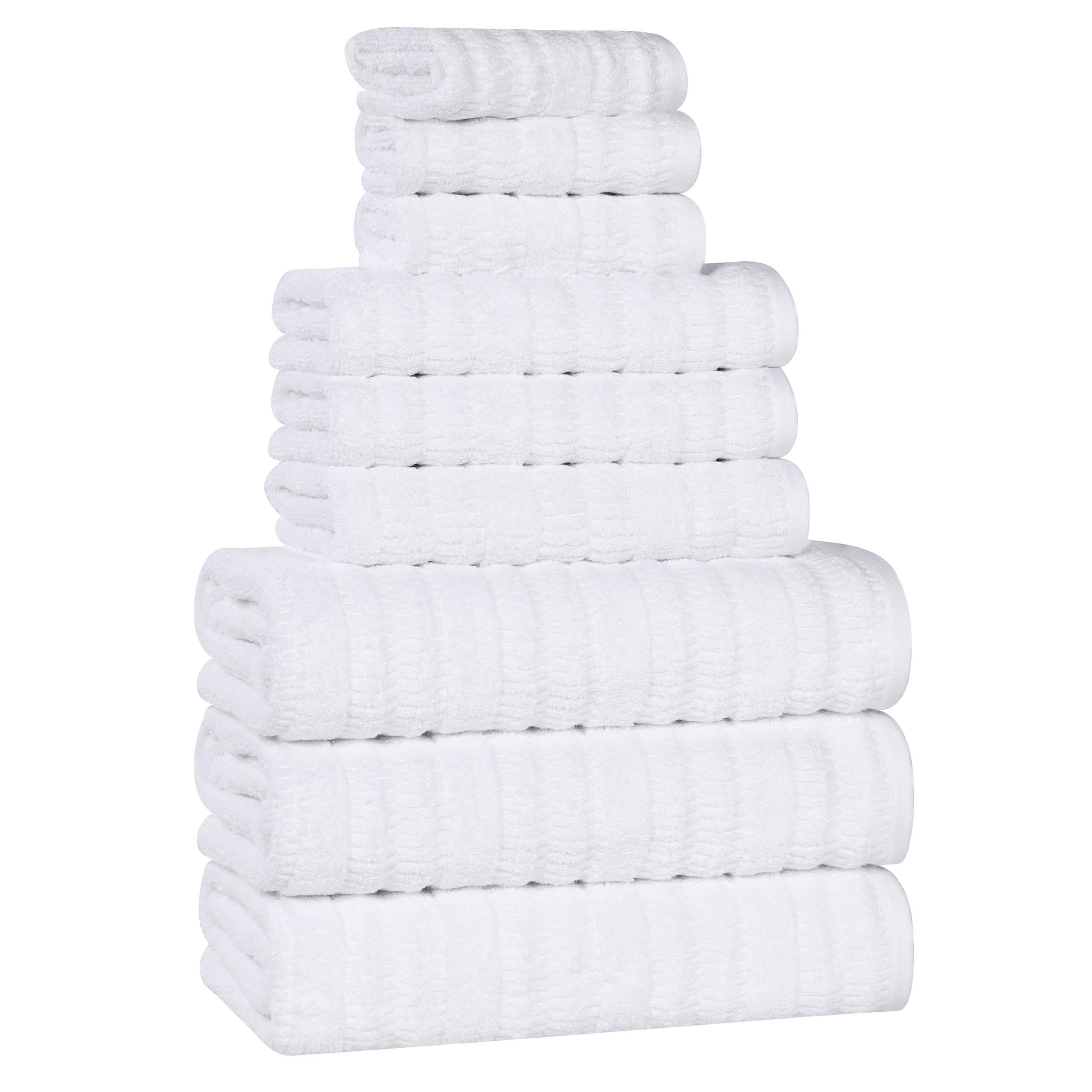 Mika Smart Twist Cotton Solid Textured Ribbed 9 Piece Towel Set - Towel Set by Superior