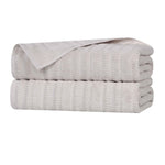 Mika Smart Twist Cotton Solid Textured Ribbed Bath Sheets, Set of 2 - Bath Sheet by Superior