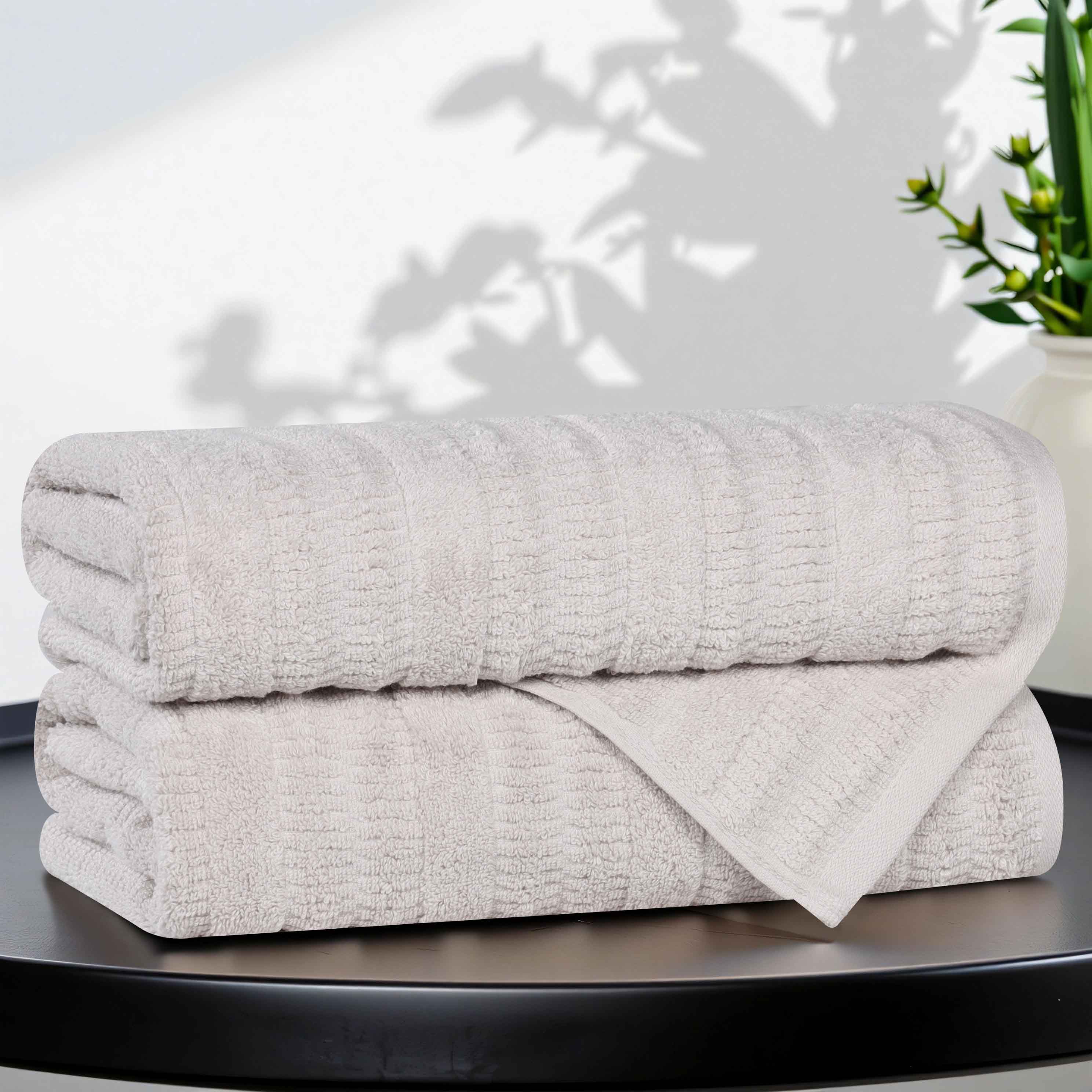 Mika Smart Twist Cotton Solid Textured Ribbed Bath Towels, Set of 2 - Bath Towel by Superior