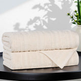 Mika Smart Twist Cotton Solid Textured Ribbed Bath Towels, Set of 2 - Bath Towel by Superior