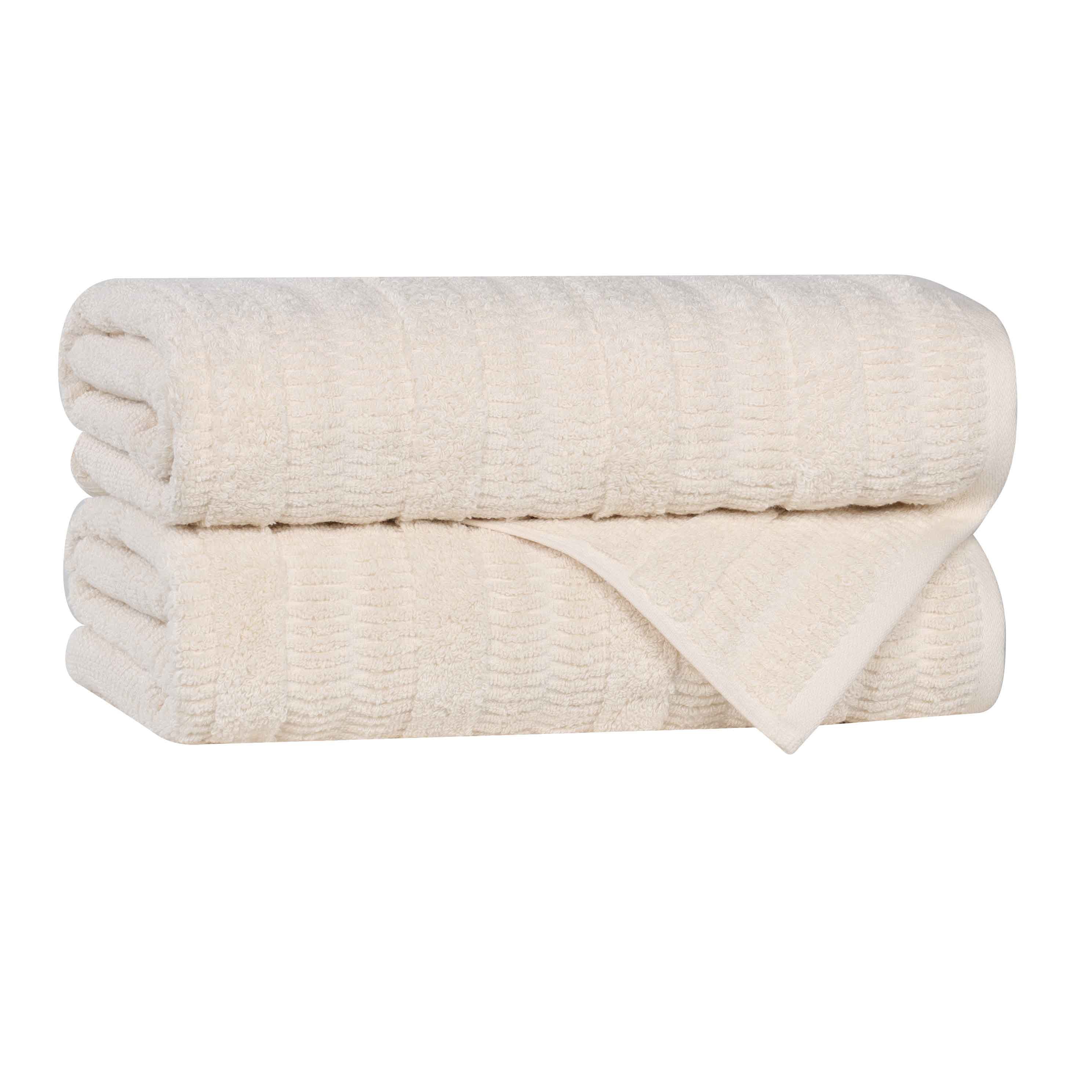 Mika Smart Twist Cotton Solid Textured Ribbed Bath Towels, Set of 2 - Bath Towel by Superior