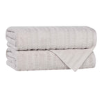 Mika Smart Twist Cotton Solid Textured Ribbed Bath Towels, Set of 2 - Bath Towel by Superior