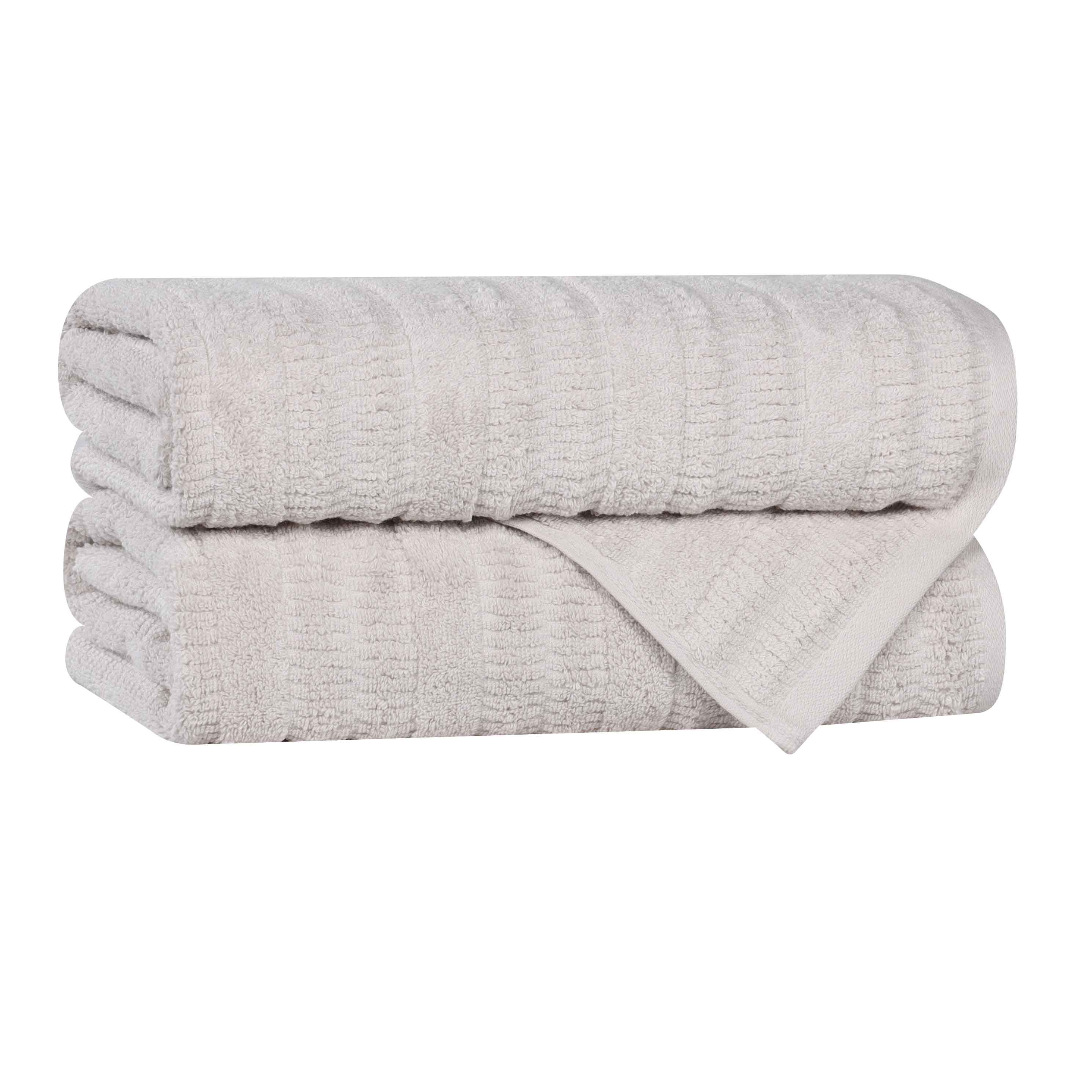 Mika Smart Twist Cotton Solid Textured Ribbed Bath Towels, Set of 2 - Bath Towel by Superior