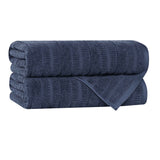 Mika Smart Twist Cotton Solid Textured Ribbed Bath Towels, Set of 2 - Bath Towel by Superior