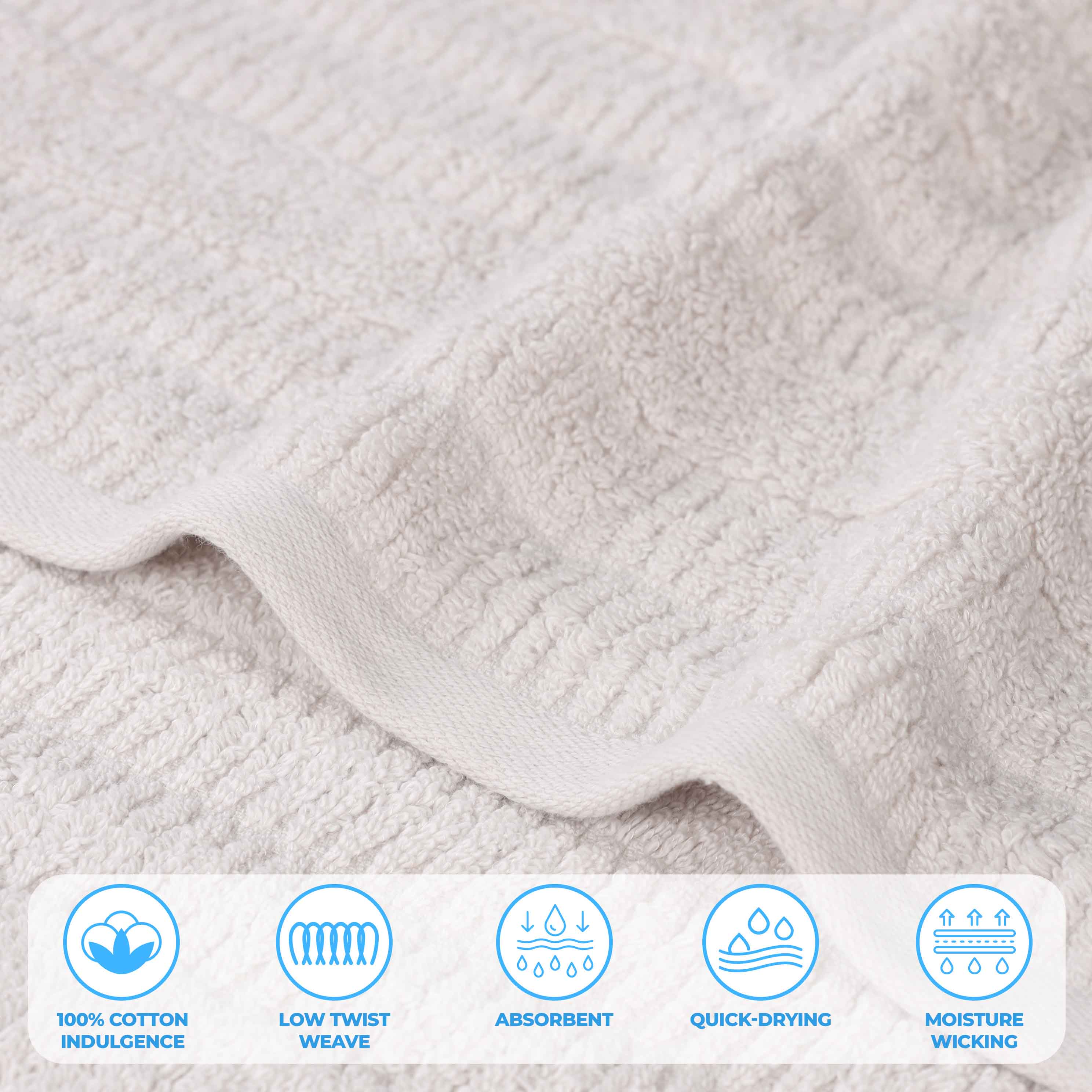 Mika Smart Twist Cotton Solid Textured Ribbed Bath Towels, Set of 2 - Bath Towel by Superior