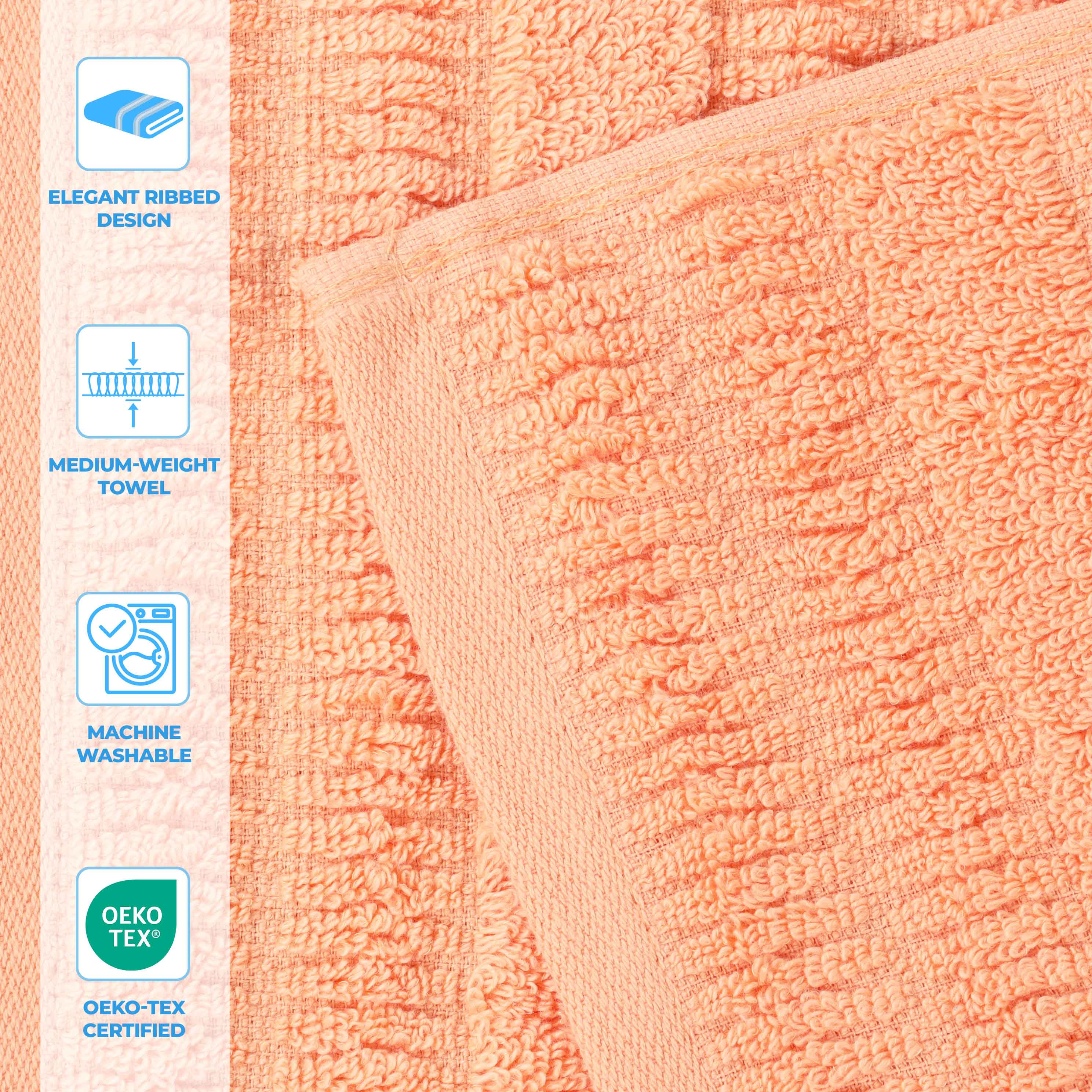 Mika Smart Twist Cotton Solid Textured Ribbed Face Towels, Set of 12 - Face Towel by Superior