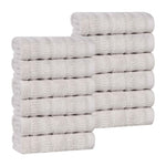 Mika Smart Twist Cotton Solid Textured Ribbed Face Towels, Set of 12 - Face Towel by Superior