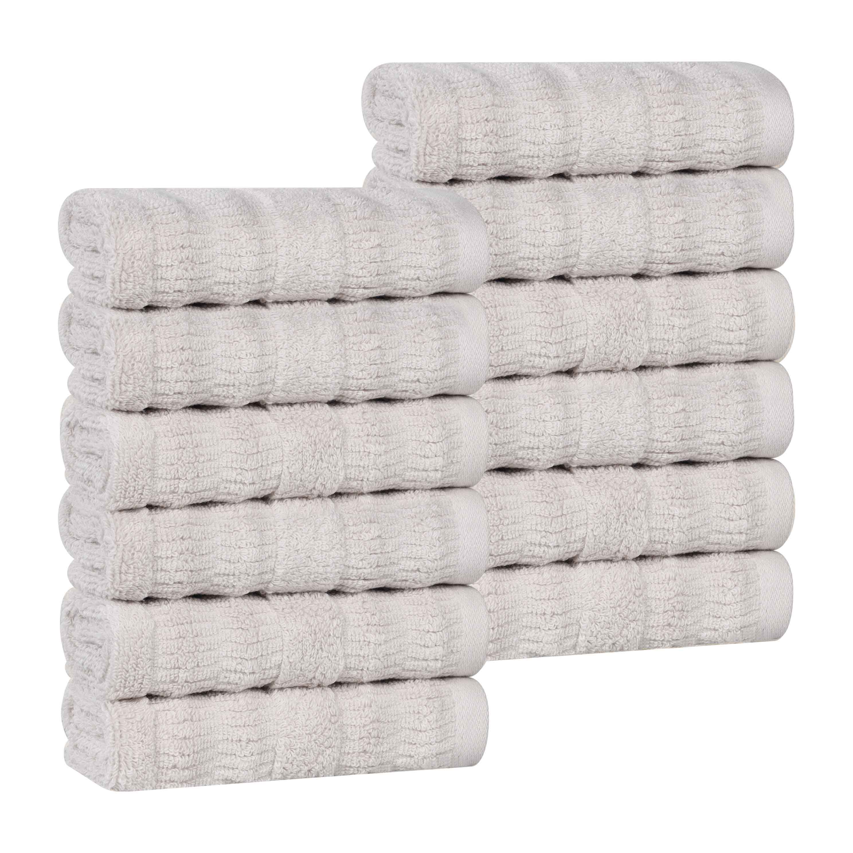 Mika Smart Twist Cotton Solid Textured Ribbed Face Towels, Set of 12 - Face Towel by Superior