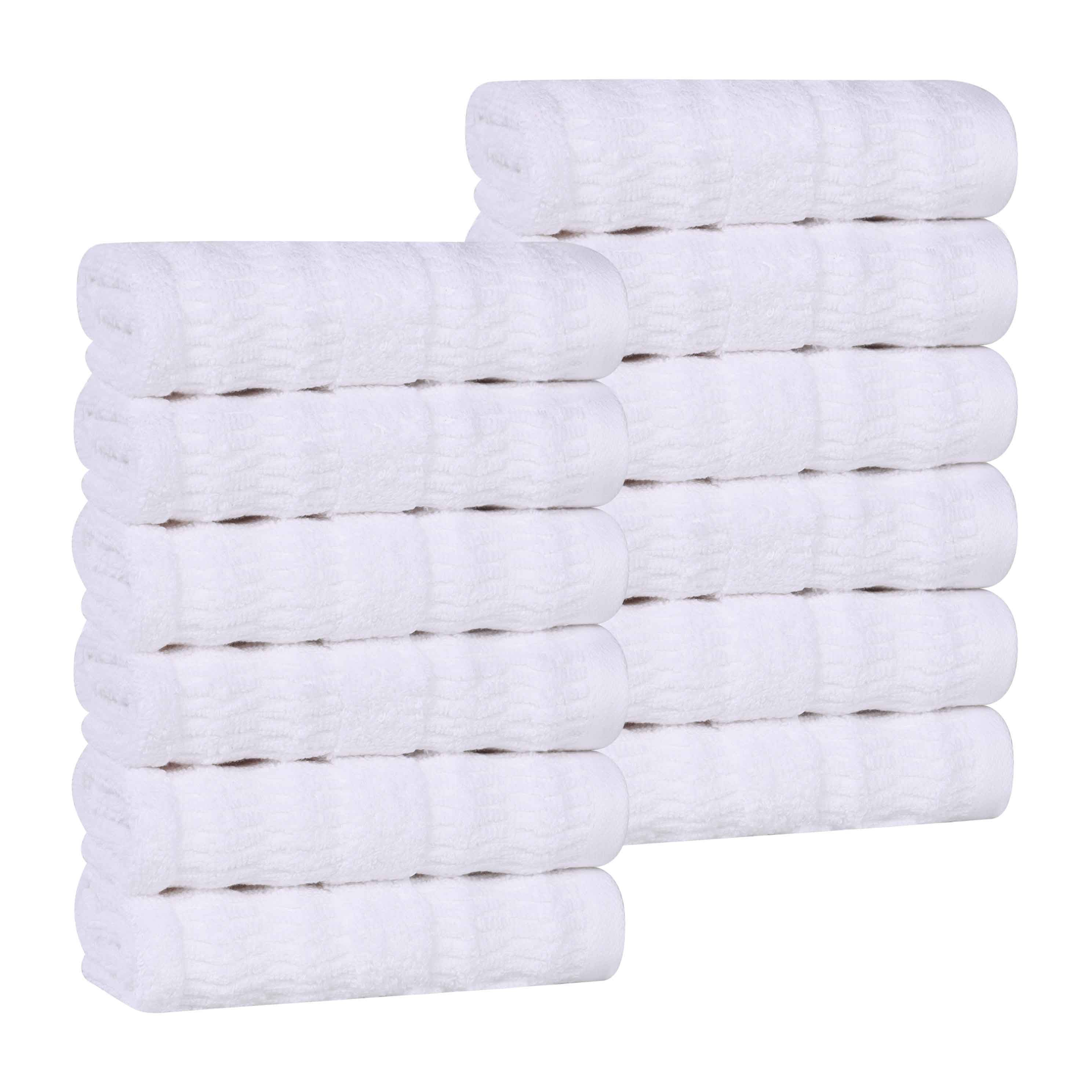 Mika Smart Twist Cotton Solid Textured Ribbed Face Towels, Set of 12 - Face Towel by Superior