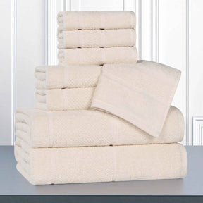 Mile Smart Twist Cotton Medium Soft Thick Border 8 Piece Towel Set - Towel Set by Superior