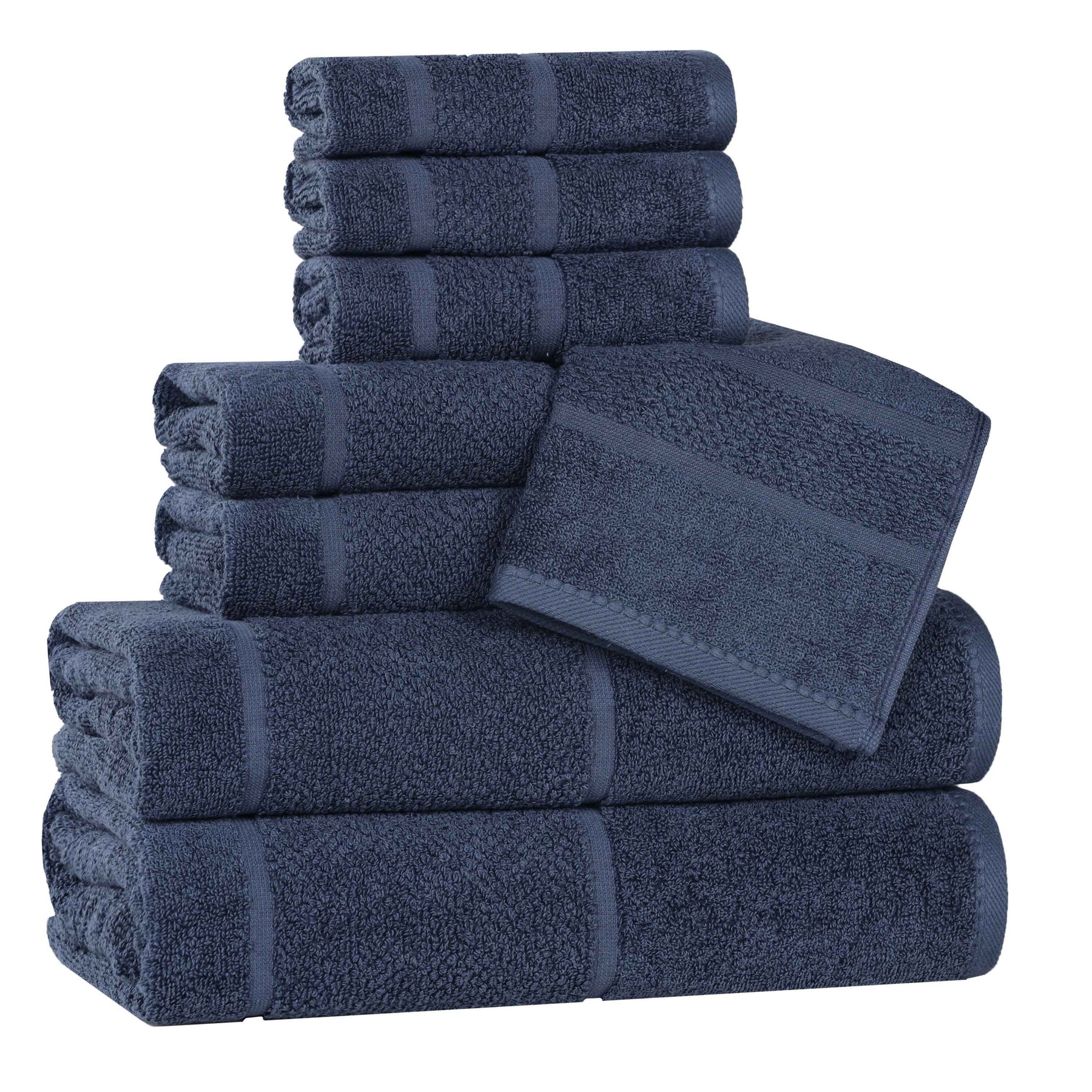 Mile Smart Twist Cotton Medium Soft Thick Border 8 Piece Towel Set - Towel Set by Superior