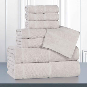 Mile Smart Twist Cotton Medium Soft Thick Border 8 Piece Towel Set - Towel Set by Superior