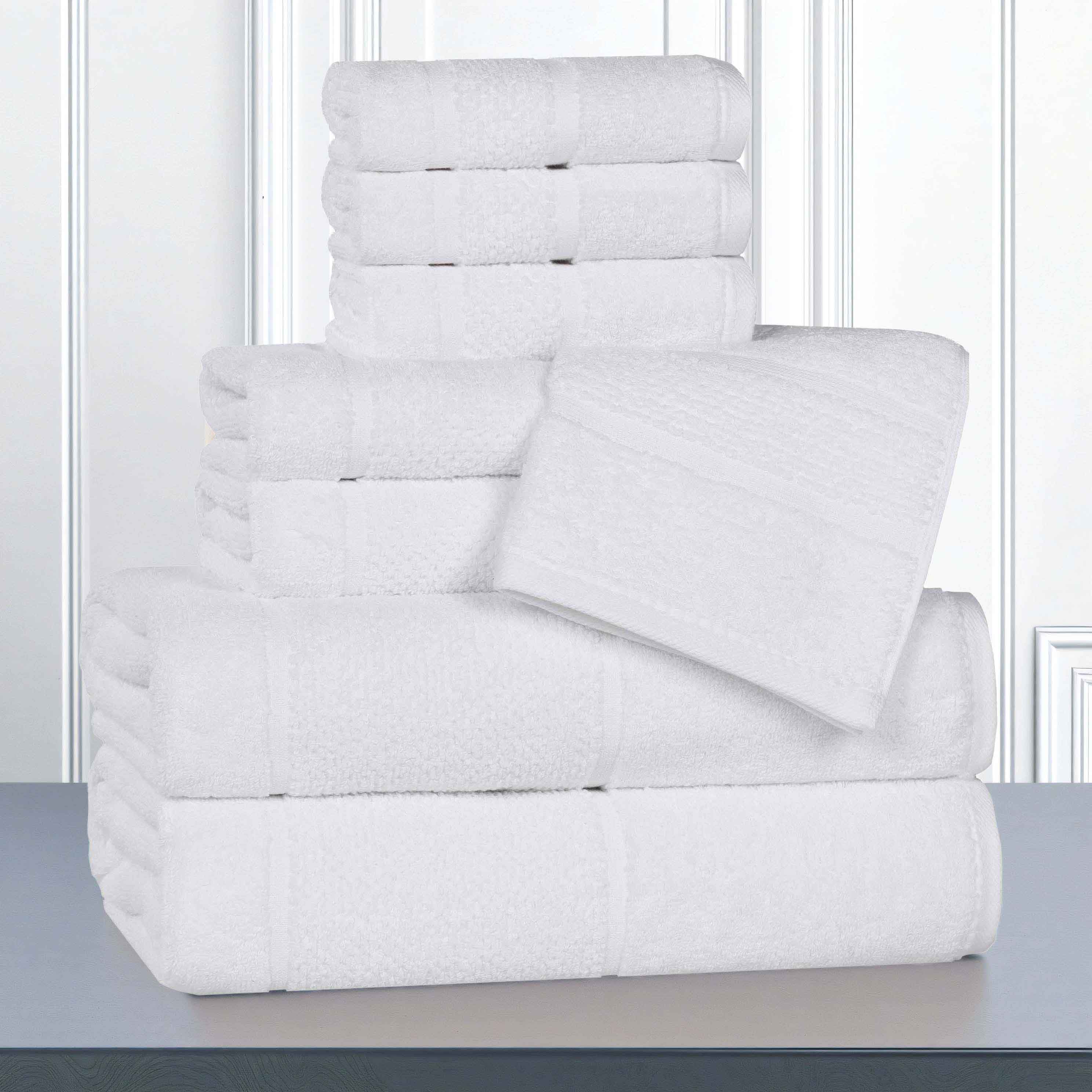 Mile Smart Twist Cotton Medium Soft Thick Border 8 Piece Towel Set - Towel Set by Superior