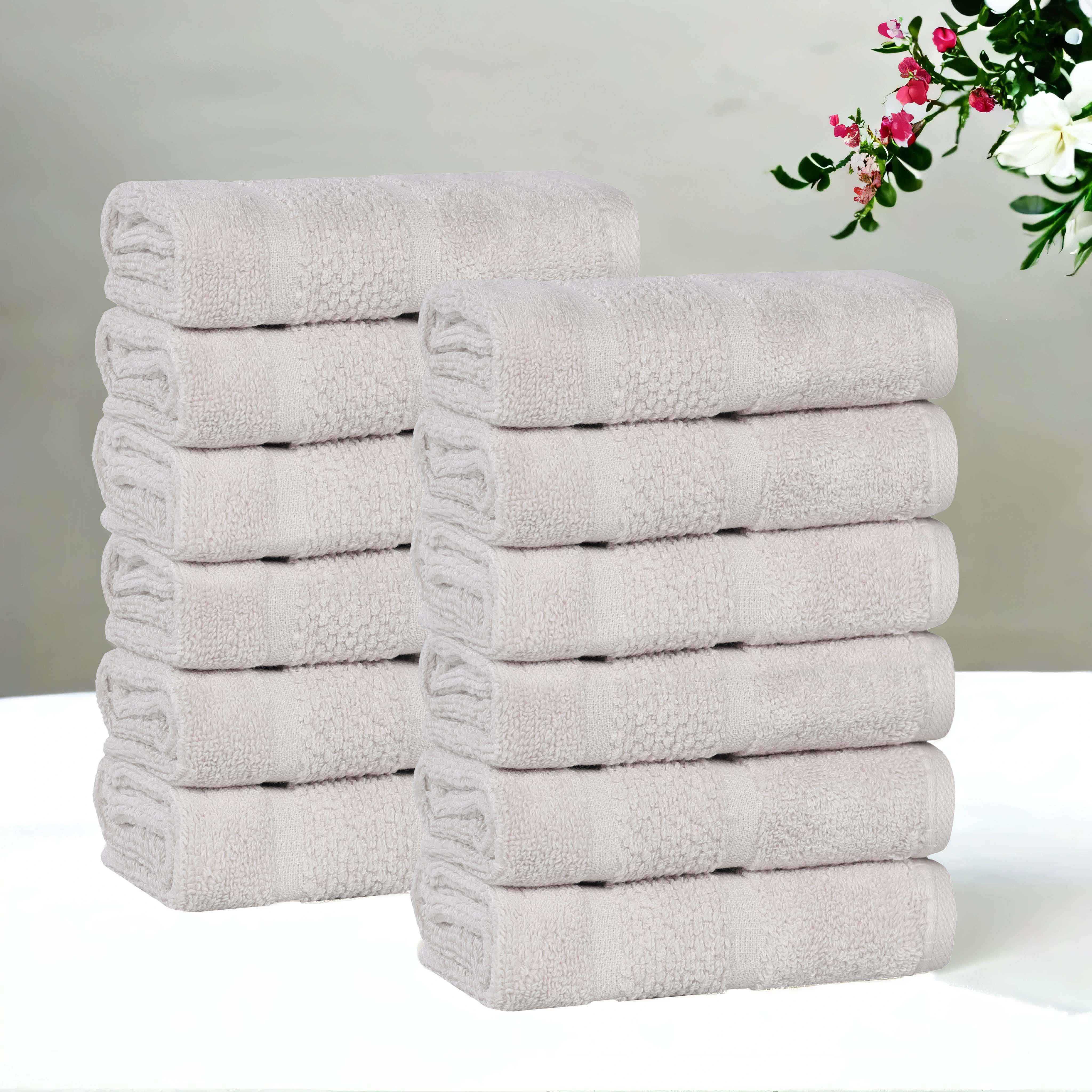 Mile Smart Twist Cotton Solid Face Towels Washcloths, Set of 12 - Face Towel by Superior