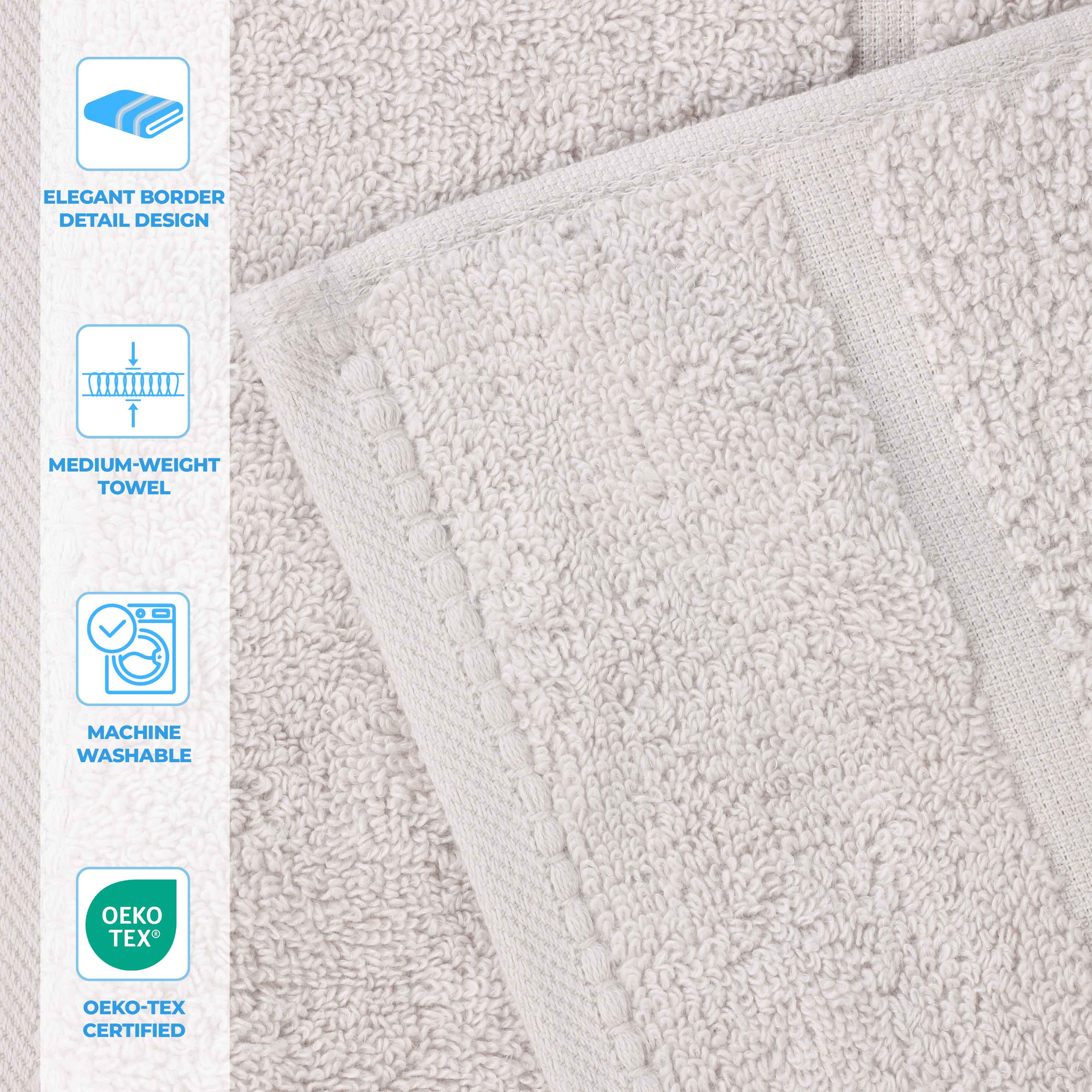 Mile Smart Twist Cotton Solid Face Towels Washcloths, Set of 12 - Face Towel by Superior