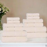 Mile Smart Twist Cotton Solid Thick Border 12 Piece Towel Set - Towel Set by Superior