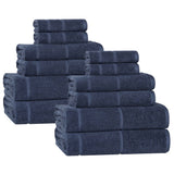 Mile Smart Twist Cotton Solid Thick Border 12 Piece Towel Set - Towel Set by Superior