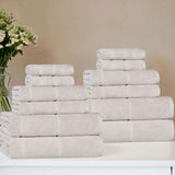 Mile Smart Twist Cotton Solid Thick Border 12 Piece Towel Set - Towel Set by Superior