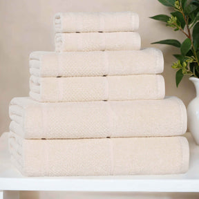 Mile Smart Twist Cotton Solid Thick Border 6 Piece Towel Set - Towel Set by Superior