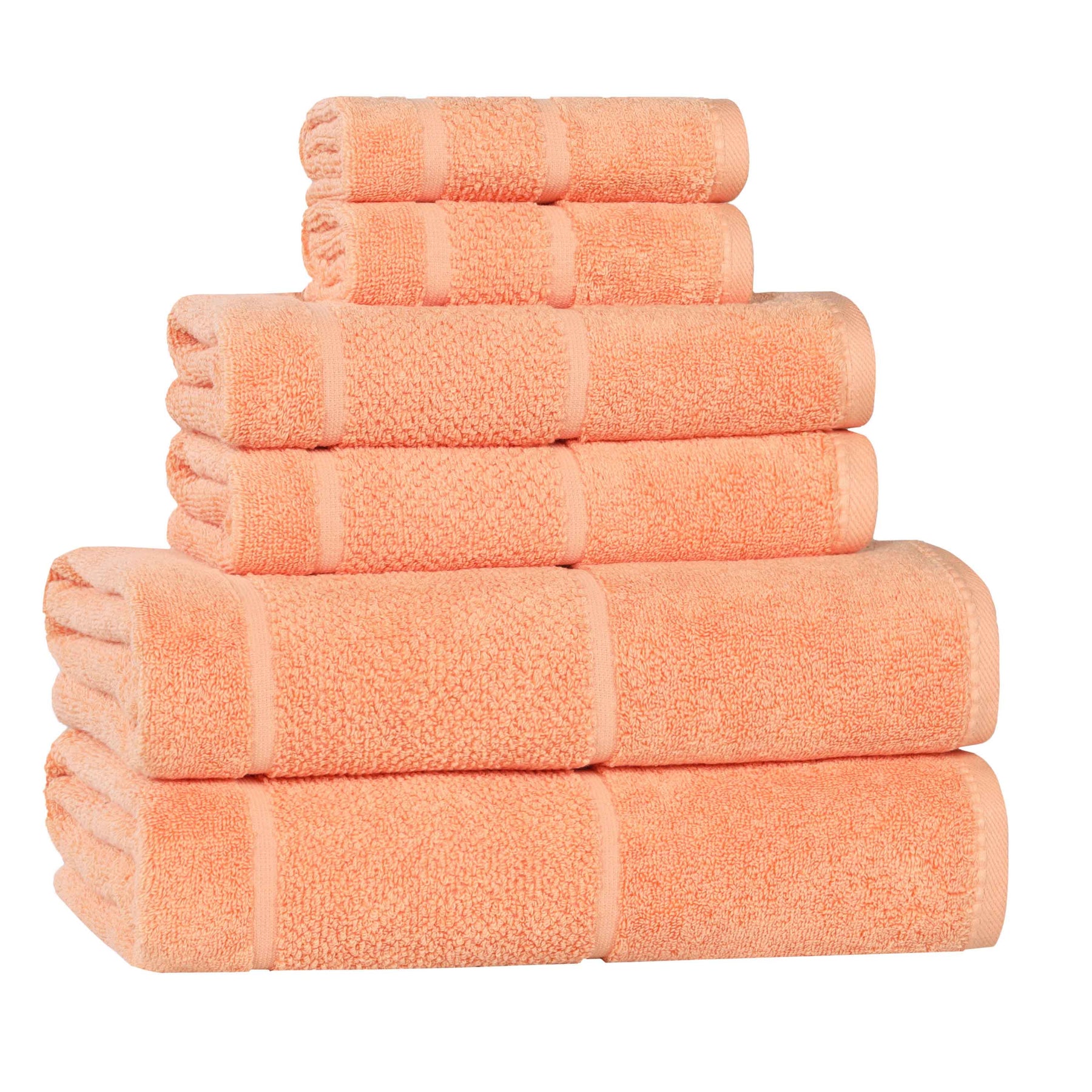 Mile Smart Twist Cotton Solid Thick Border 6 Piece Towel Set - Towel Set by Superior