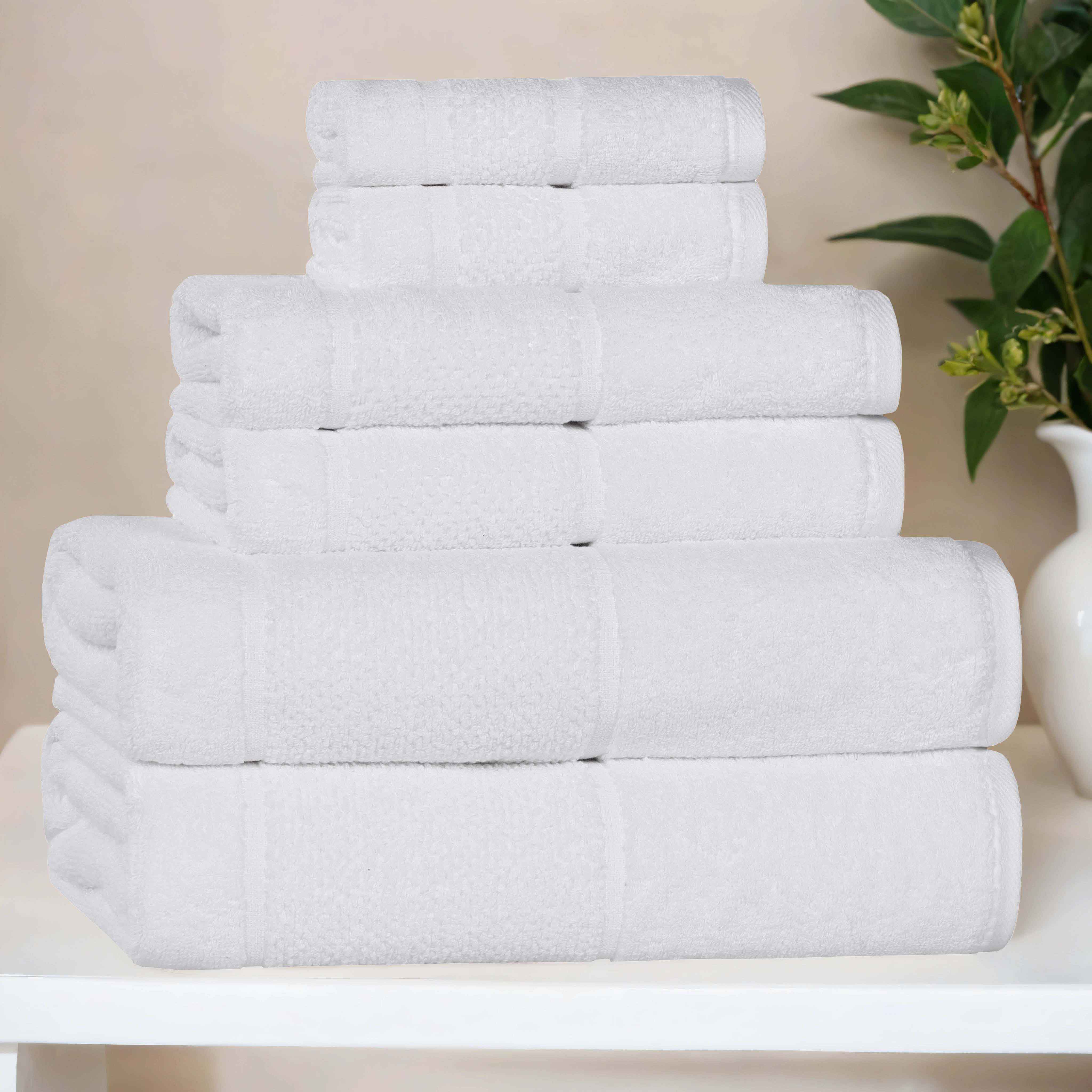 Mile Smart Twist Cotton Solid Thick Border 6 Piece Towel Set - Towel Set by Superior