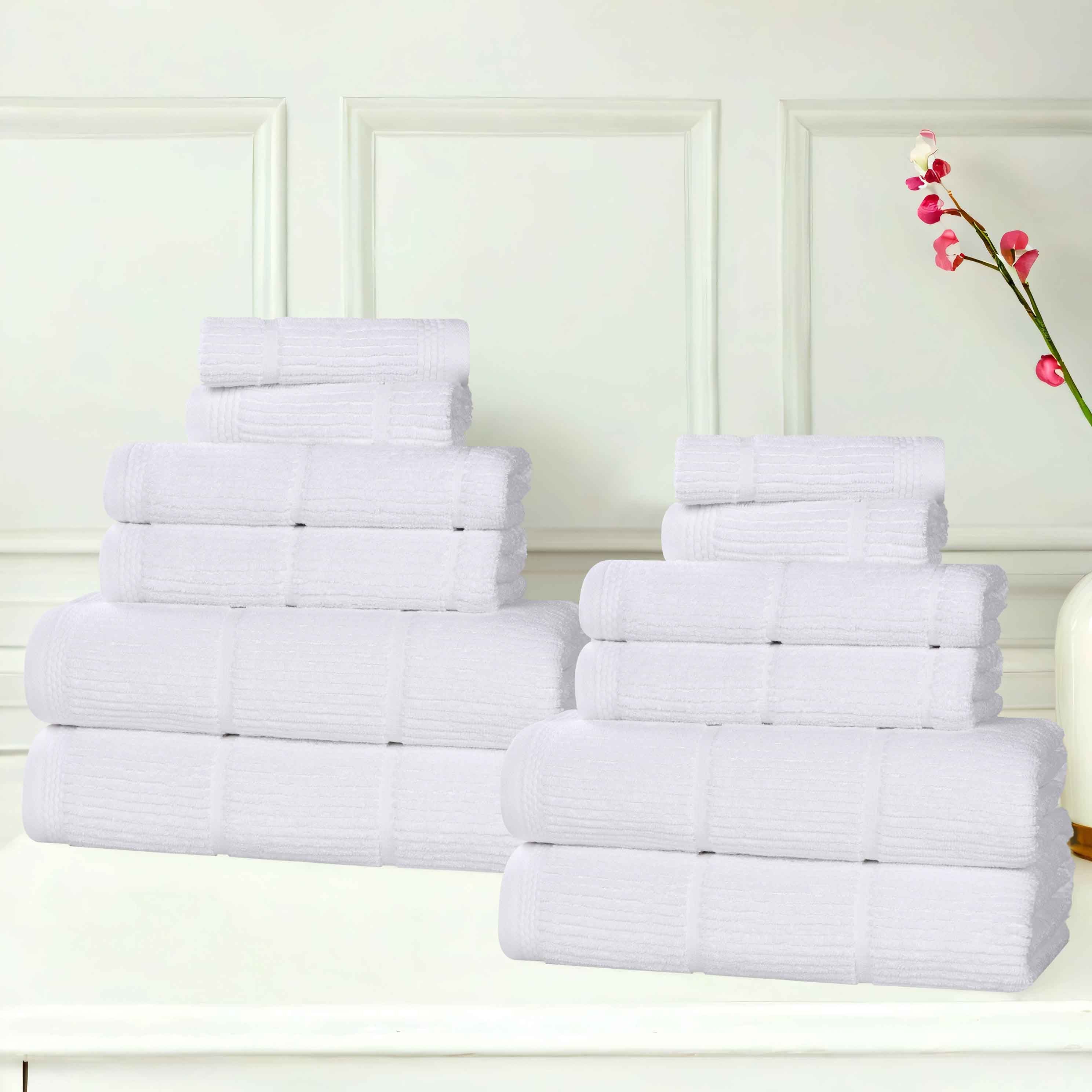 Milo Smart Twist Cotton Medium Weight Solid Ribbed 12 Piece Towel Set - Towel Set by Superior