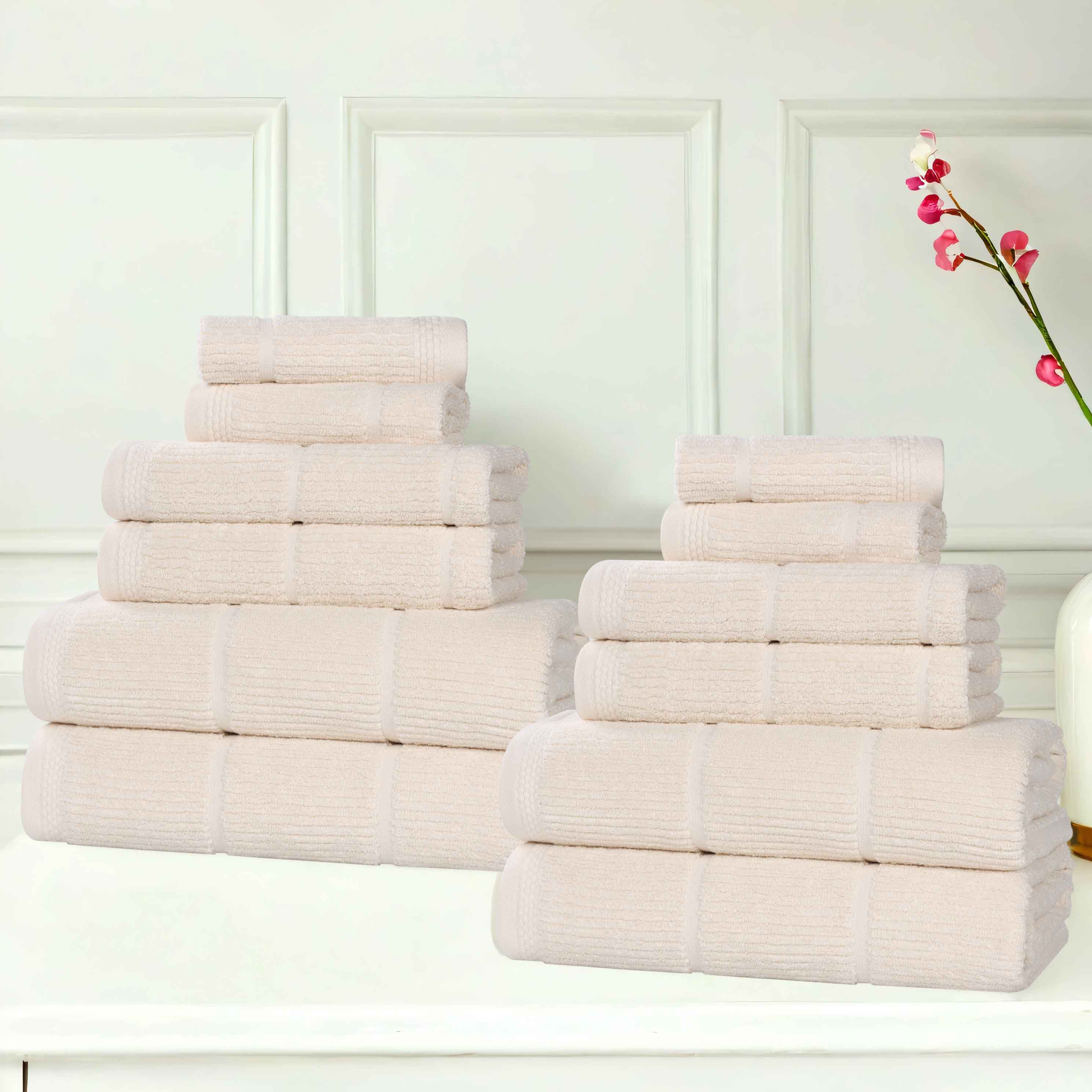 Milo Smart Twist Cotton Medium Weight Solid Ribbed 12 Piece Towel Set - Towel Set by Superior