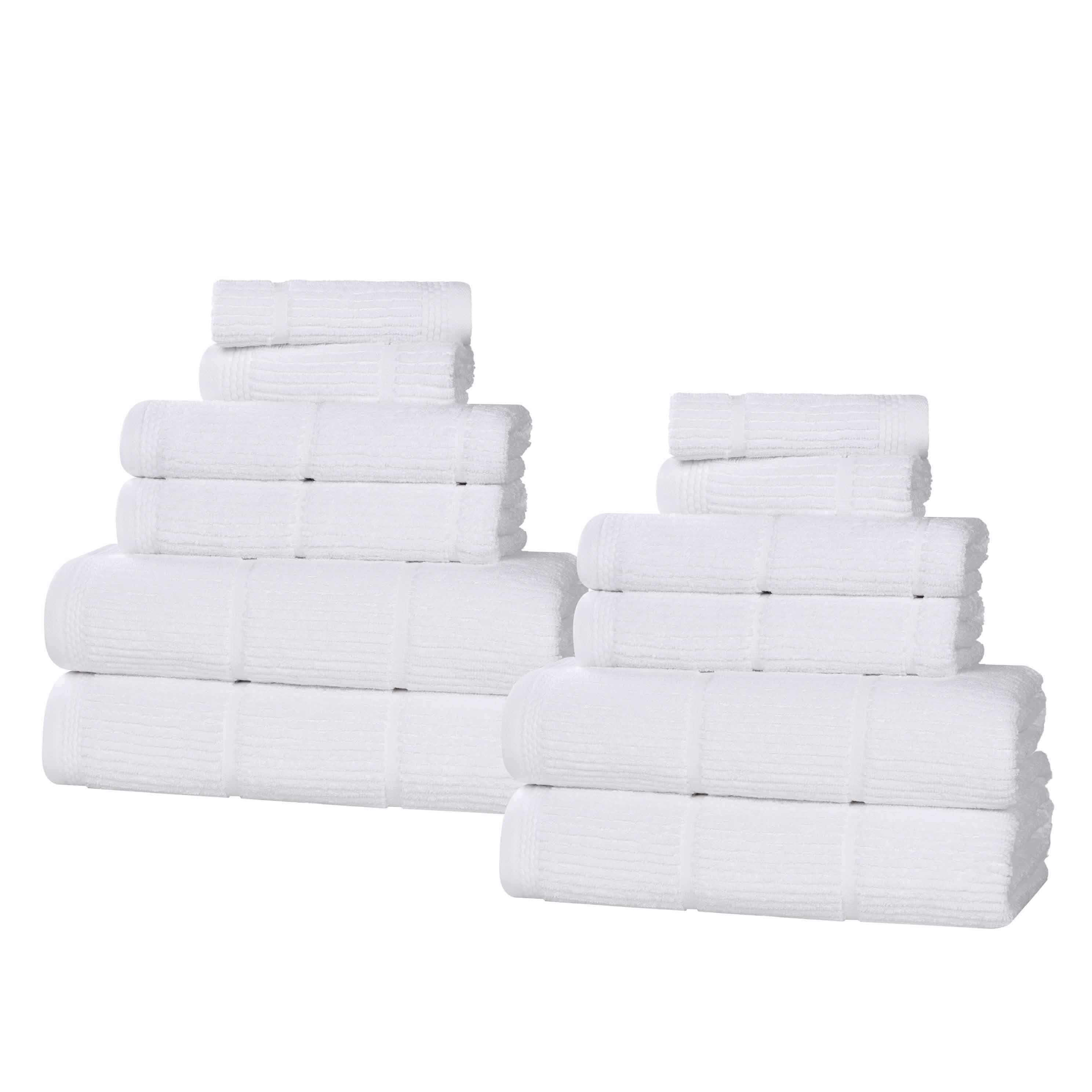 Milo Smart Twist Cotton Medium Weight Solid Ribbed 12 Piece Towel Set - Towel Set by Superior