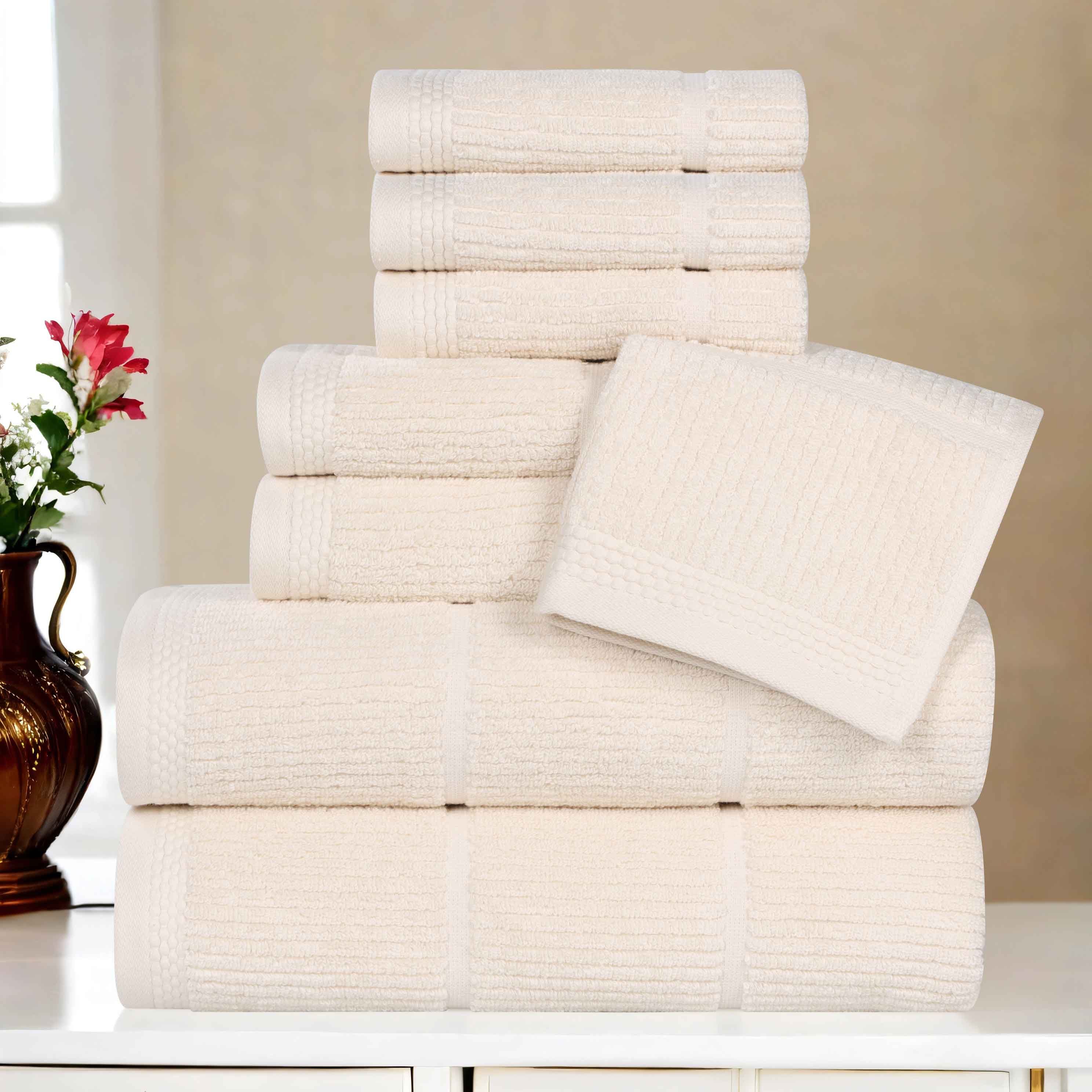 Milo Smart Twist Cotton Medium Weight Solid Ribbed 8 Piece Towel Set - Towel Set by Superior