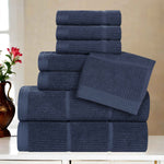 Milo Smart Twist Cotton Medium Weight Solid Ribbed 8 Piece Towel Set - Towel Set by Superior