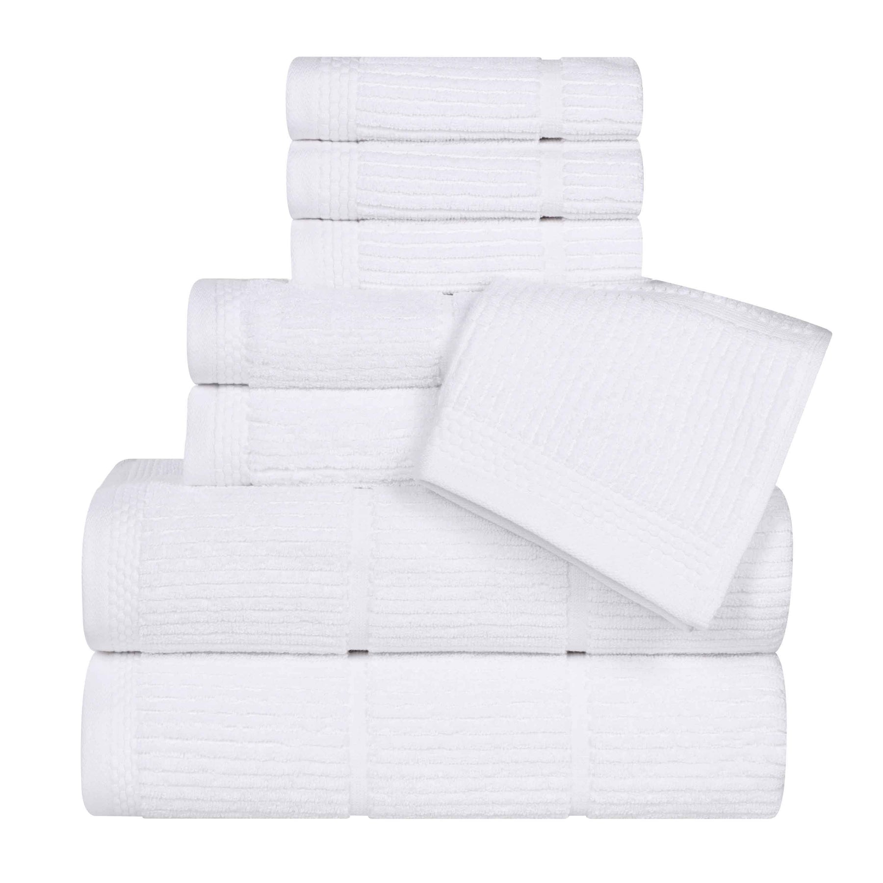 Milo Smart Twist Cotton Medium Weight Solid Ribbed 8 Piece Towel Set - Towel Set by Superior