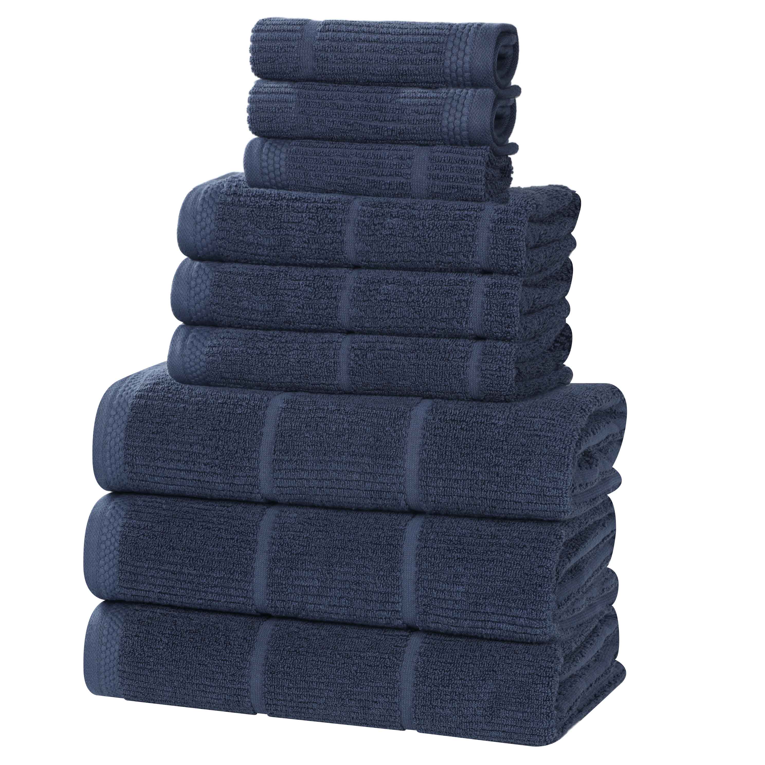 Milo Smart Twist Cotton Medium Weight Solid Ribbed 9 Piece Towel Set - Towel Set by Superior