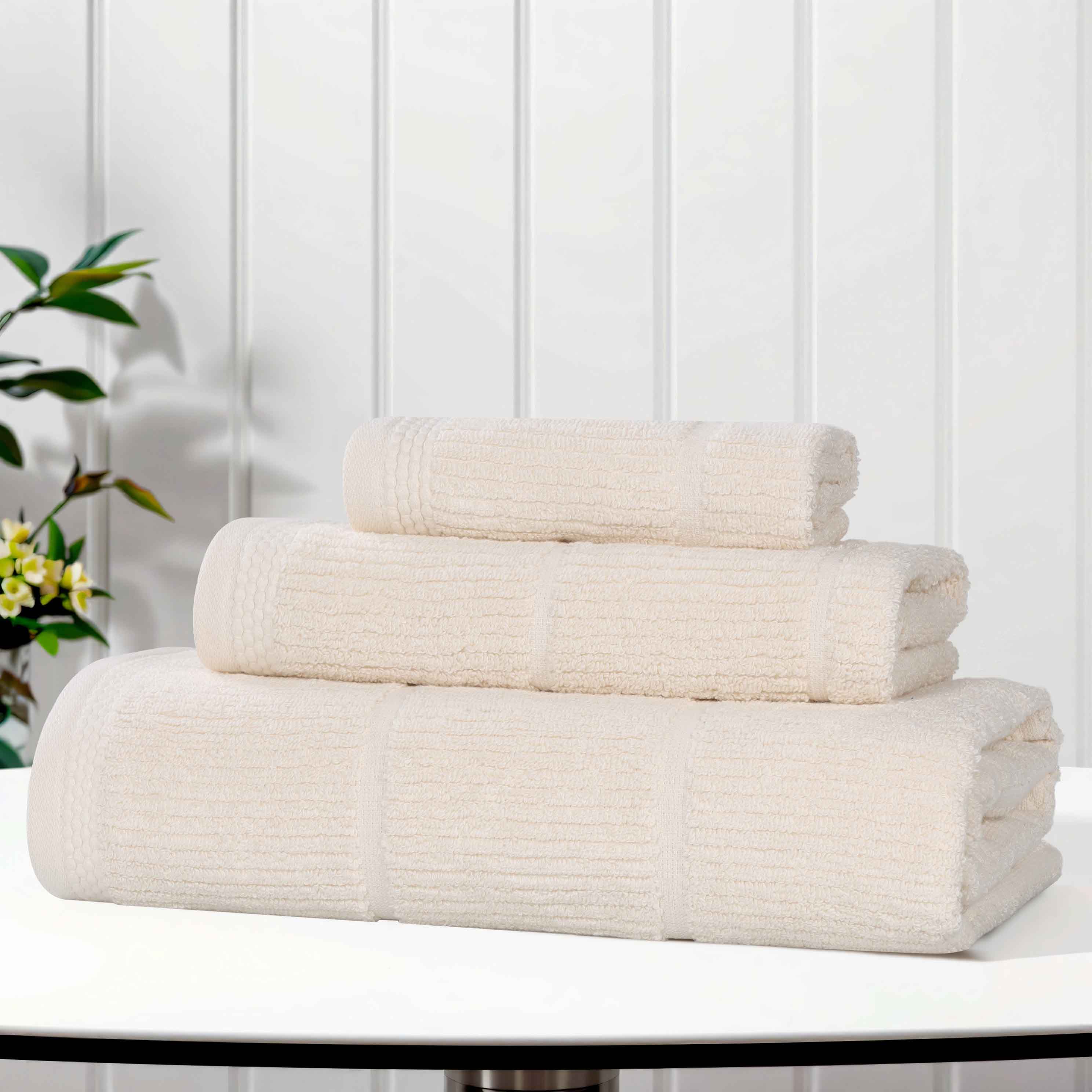 Milo Smart Twist Cotton Solid Ribbed 3 Piece Towel Set - Towel Set by Superior