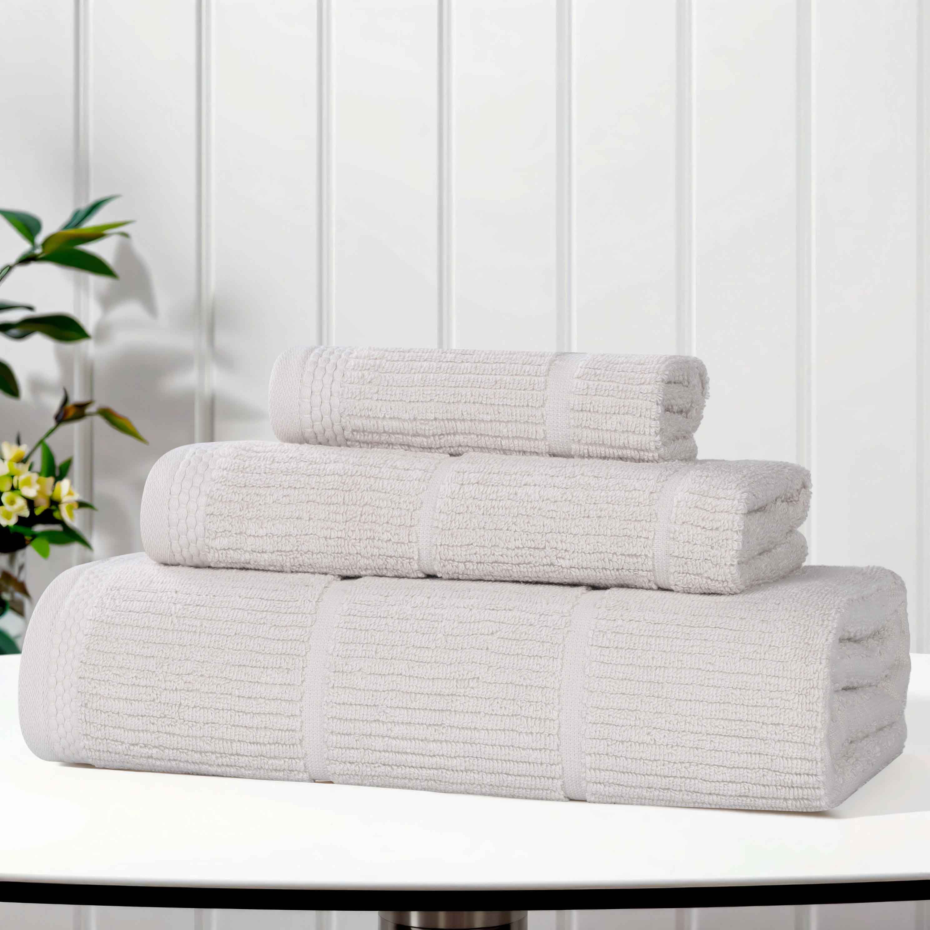 Milo Smart Twist Cotton Solid Ribbed 3 Piece Towel Set - Towel Set by Superior