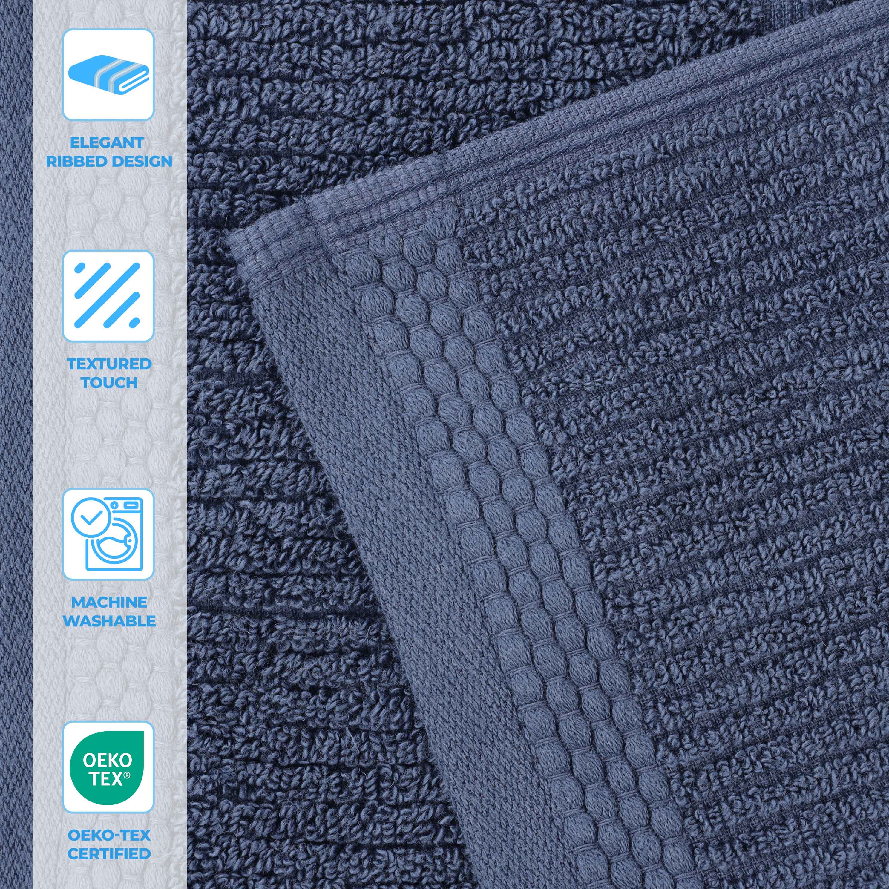 Milo Smart Twist Cotton Solid Ribbed Bath Towels, Set of 2 - Bath Towel by Superior