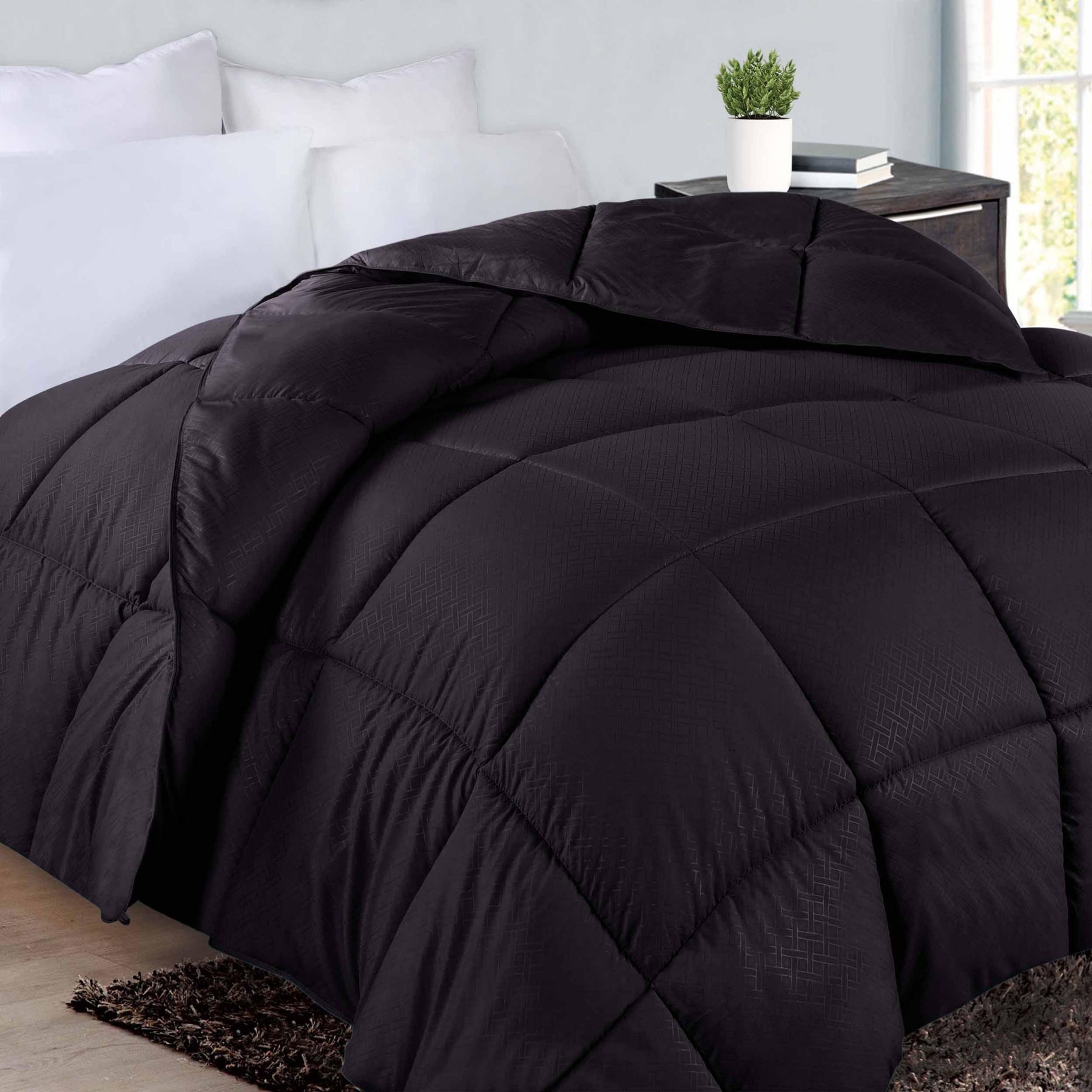 Monochrome Basketweave Plush Microfiber Down Alternative Comforter - Comforter by Superior