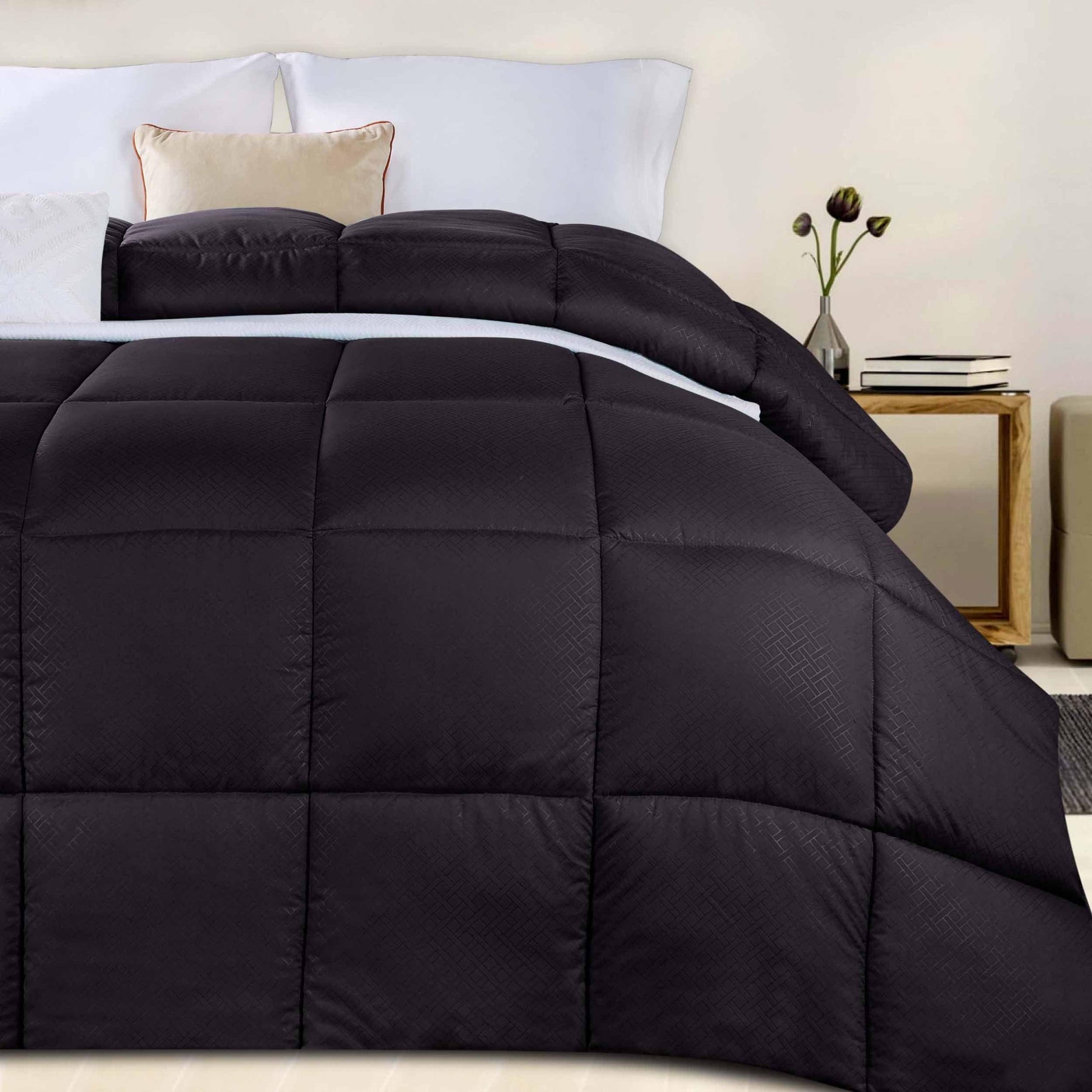 Monochrome Basketweave Plush Microfiber Down Alternative Comforter - Comforter by Superior