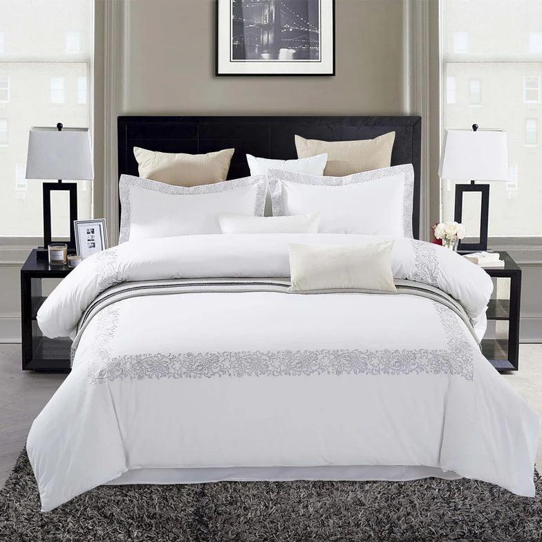 Moon Lawn Embroidered Cotton Duvet Cover Set - Duvet Cover Set by Superior