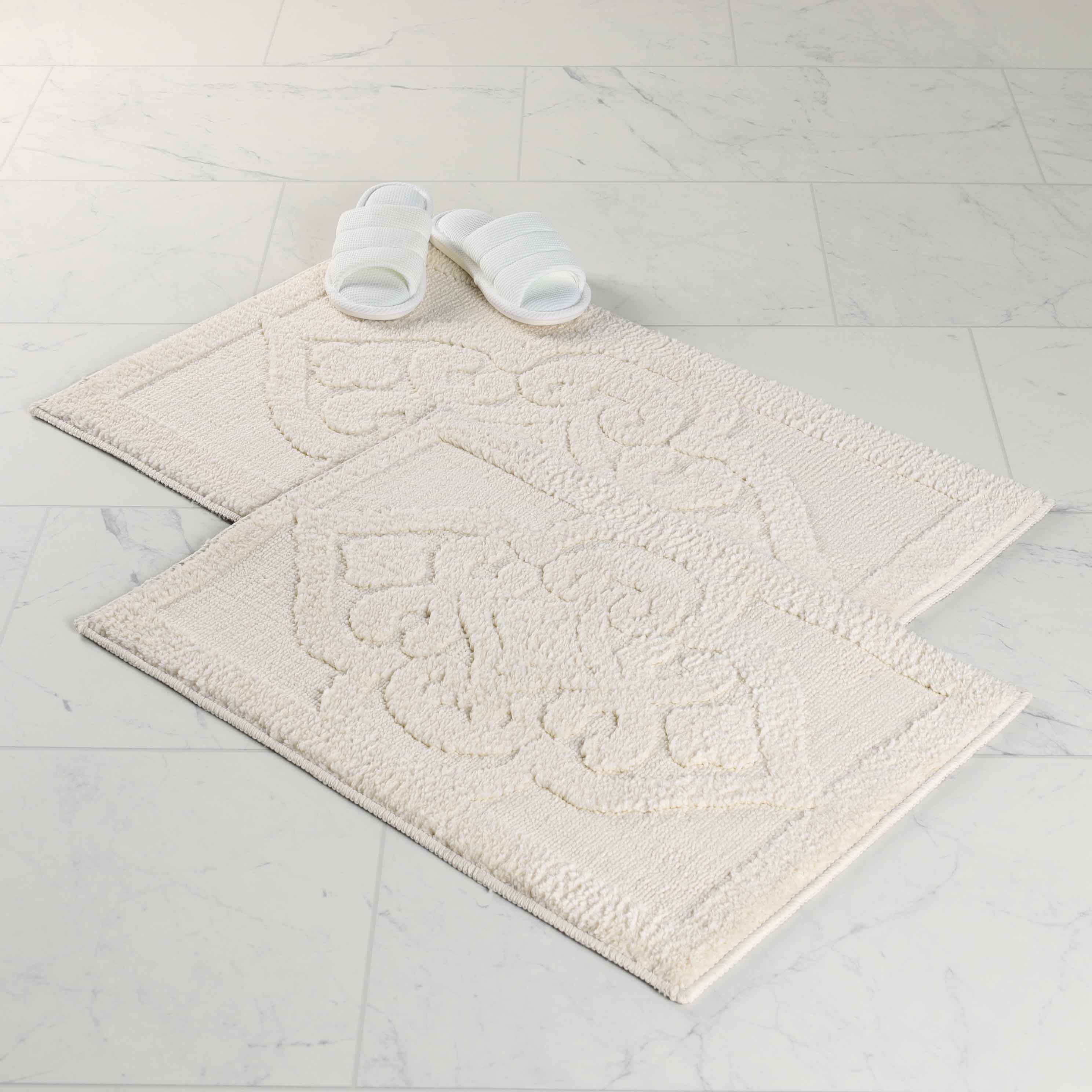 Myra Medallion Textured Jacquard Machine Washable Bath Rugs, Set of 2 - Bath Rugs by Superior