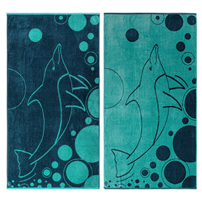 Mystic Dolphin Cotton Oversized 2 Piece Beach Towel Set - Beach Towel by Superior