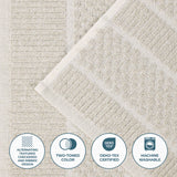 Naples Cotton Blend Checkered Ribbed Face Towels Washcloths, Set of 12 - Face Towel by Superior