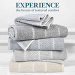 Naples Cotton Blend Checkered Ribbed Face Towels Washcloths, Set of 12 - Face Towel by Superior