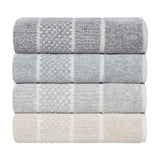 Naples Cotton Blend Checkered Ribbed Face Towels Washcloths, Set of 12 - Face Towel by Superior