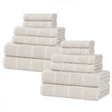 Naples Cotton Blend Textured Checkered and Ribbed 12 Piece Towel Set - Towel Set by Superior