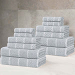 Naples Cotton Blend Textured Checkered and Ribbed 12 Piece Towel Set - Towel Set by Superior