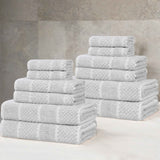 Naples Cotton Blend Textured Checkered and Ribbed 12 Piece Towel Set - Towel Set by Superior