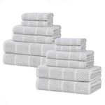 Naples Cotton Blend Textured Checkered and Ribbed 12 Piece Towel Set - Towel Set by Superior