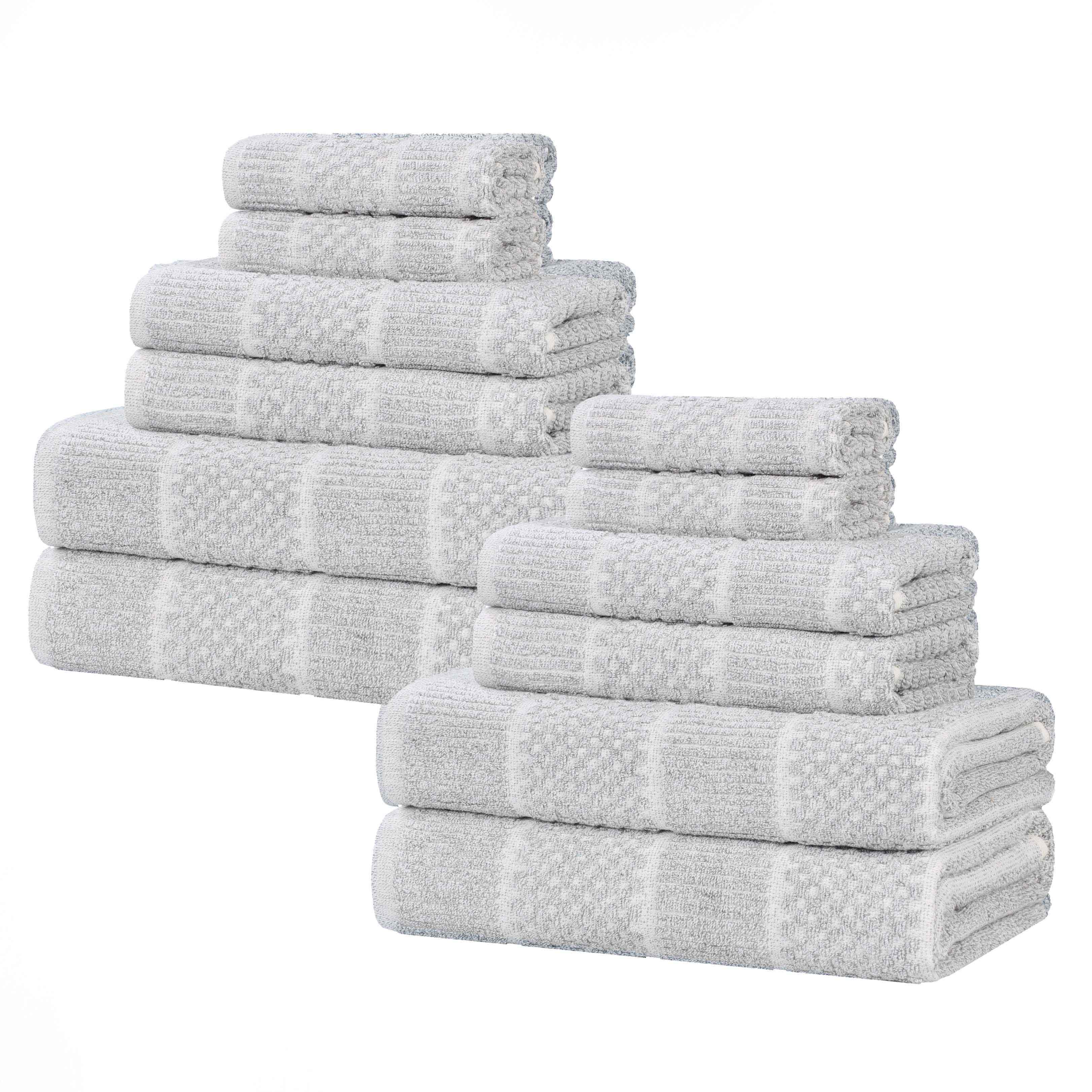 Naples Cotton Blend Textured Checkered and Ribbed 12 Piece Towel Set - Towel Set by Superior