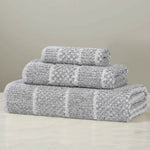 Naples Cotton Blend Textured Checkered and Ribbed 3 Piece Towel Set - Towel Set by Superior